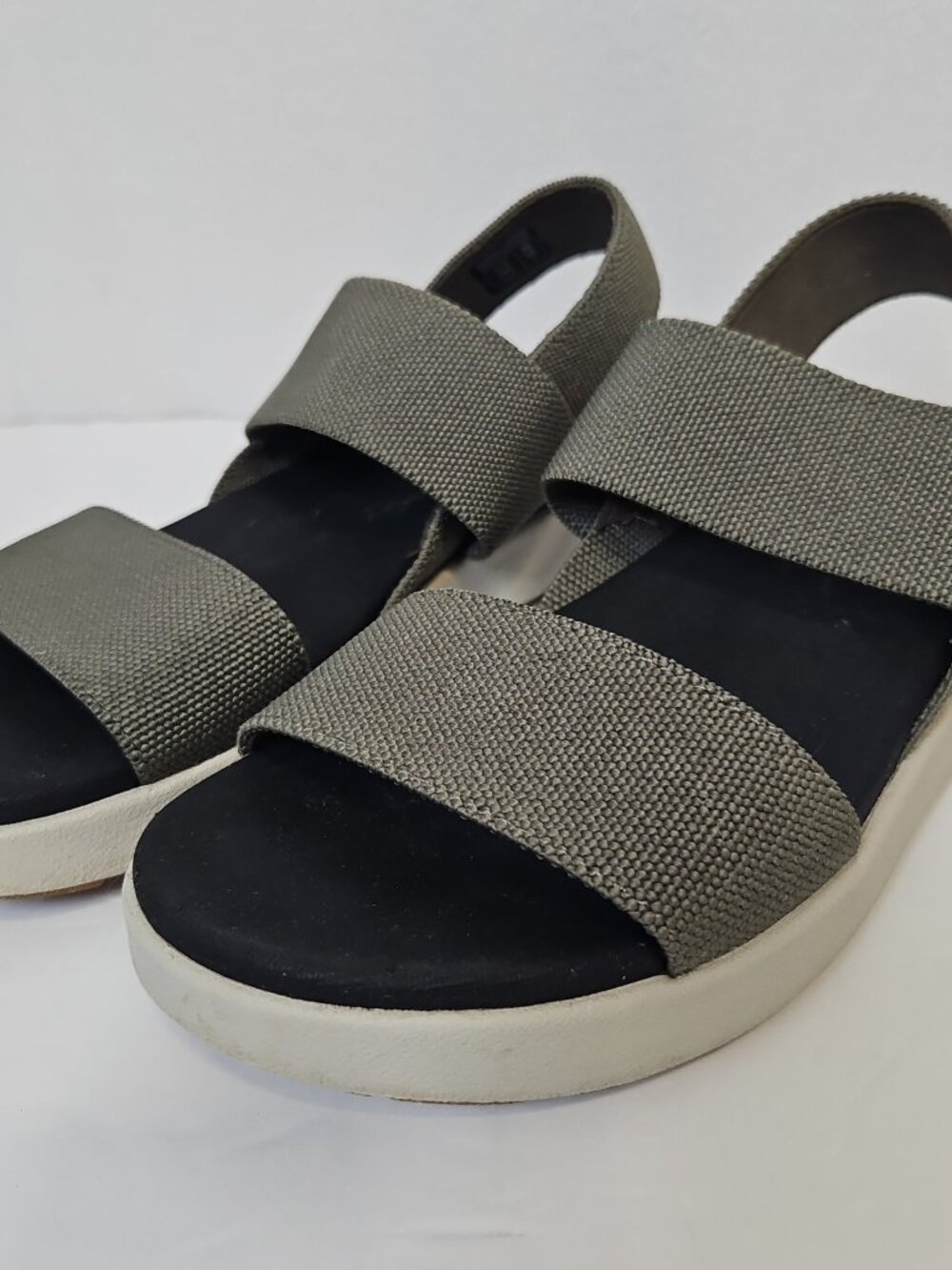 KEEN Womens Elle Backstrap Sandals Sz 7 Olive Green Platform Wedge Arch Support